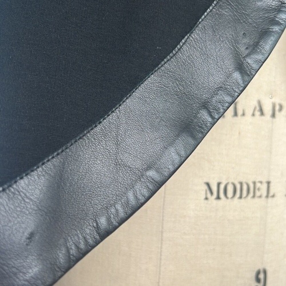 People Like Frank Anthropologie Edgy Black Leather Trim Waterfall Open Vest Sz 6 - Picture 4 of 8